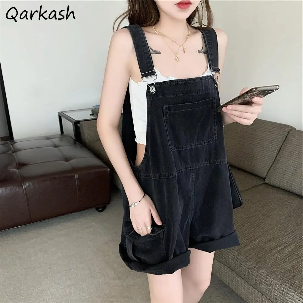 

Комбинезоны женские милые джинсовые универсальные летние модные повседневные Черные винтажные простые популярные регулируемые ремешки в японском стиле Ins