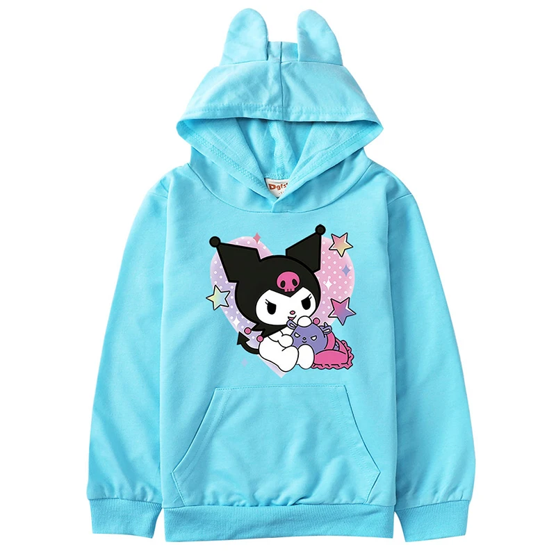 

Winter Sanrio Kuromi Kawaii Cartoon Student Children Hoodies Cartoon Long Sleeved Casual Warmth Comfortable Cute Anime Clothes