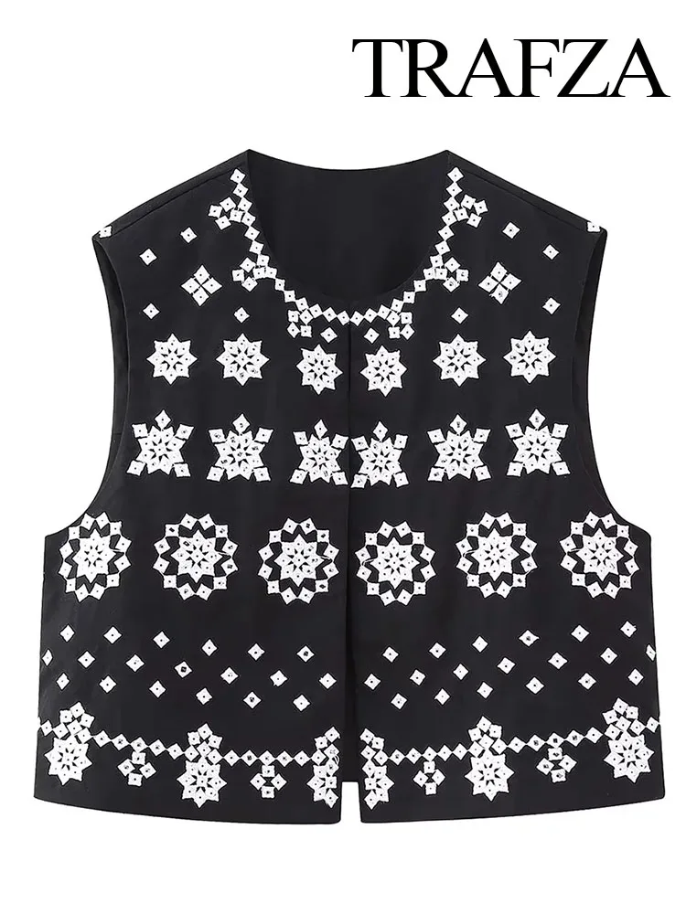 トップス Flower Embroidered Design Fringe Vest flower fringe vest | OPEN SESAME CLUB (Woman