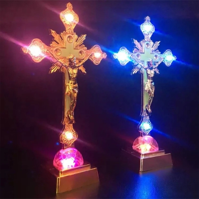 Electroplate Crucifix Luminous for Cross Statue Adult Favorite Religious Present