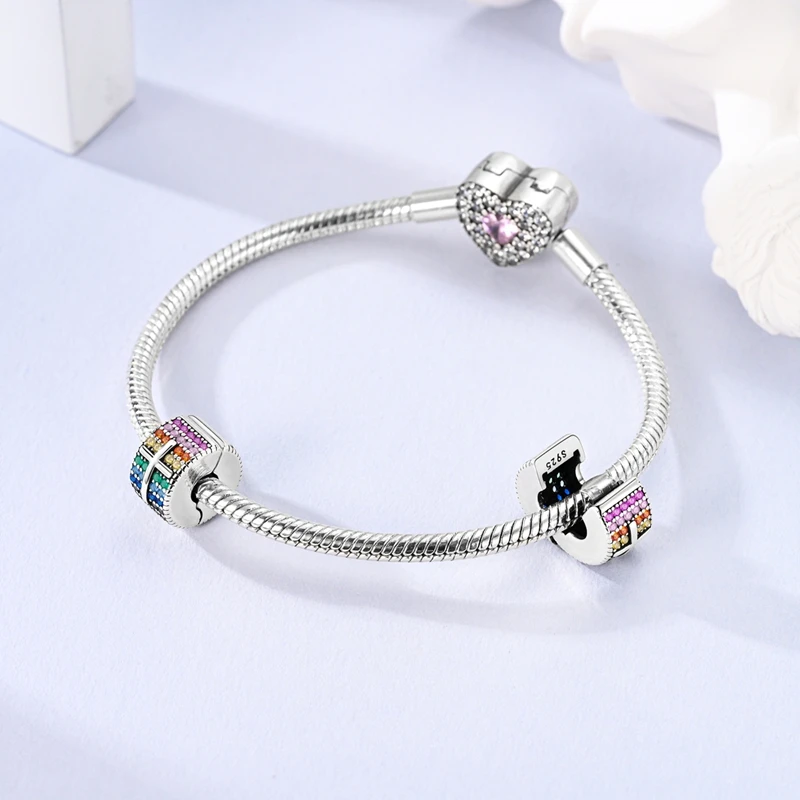 925 Silver CZ Daisy Clip Charm Stopper 4