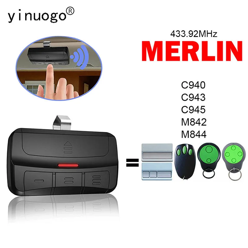 

For MERLIN C945 C943 C940 M842 M844 Garage Door Opener 4 Buttons 433.92MHz Rolling Code Transmitter MERLIN Remote Control Garage