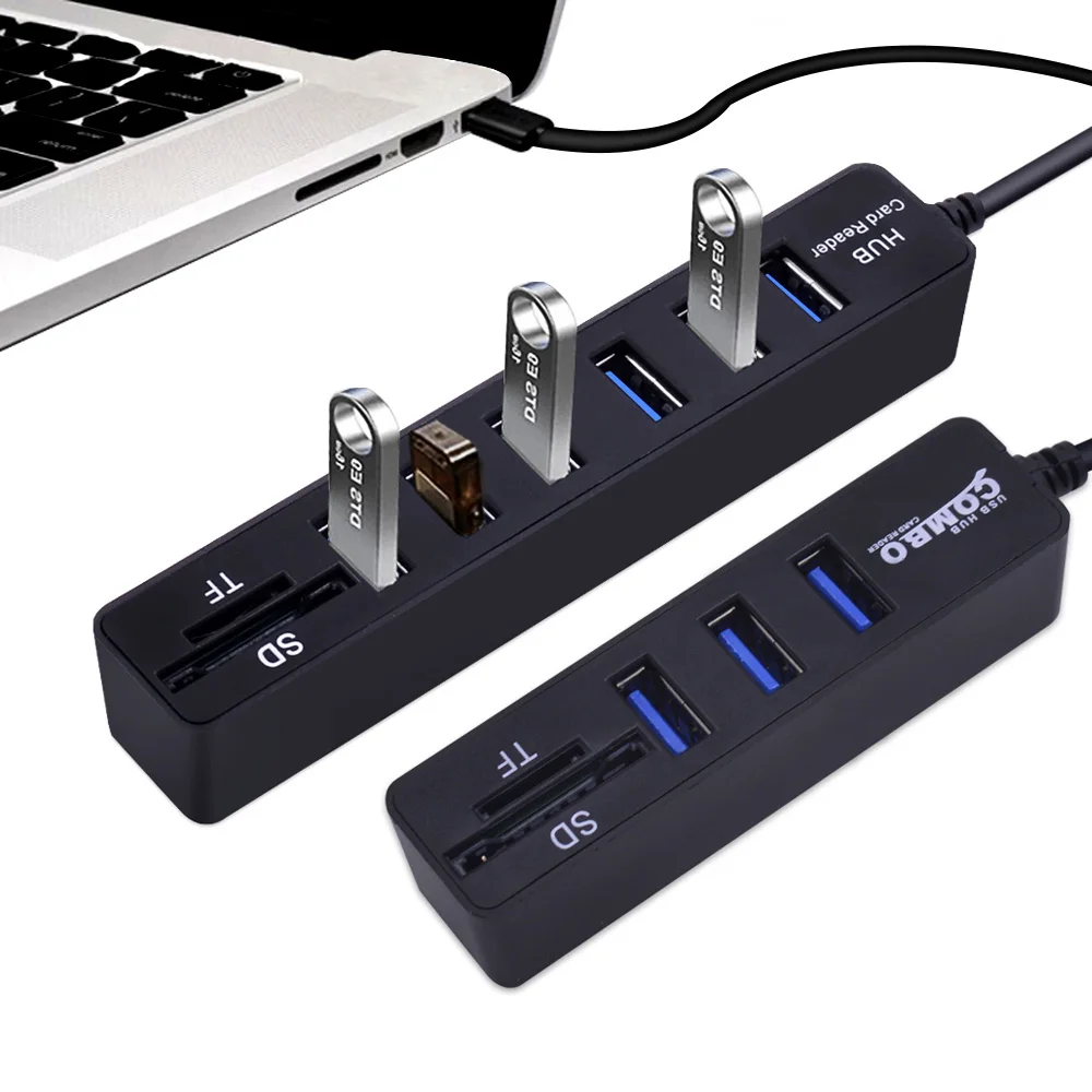 

USB 2.0 Expander All In One Hub COMBO 3 6 Ports Splitter SD TF Memory Card Reader Docking Station for Laptop PC Mouse Keyboard