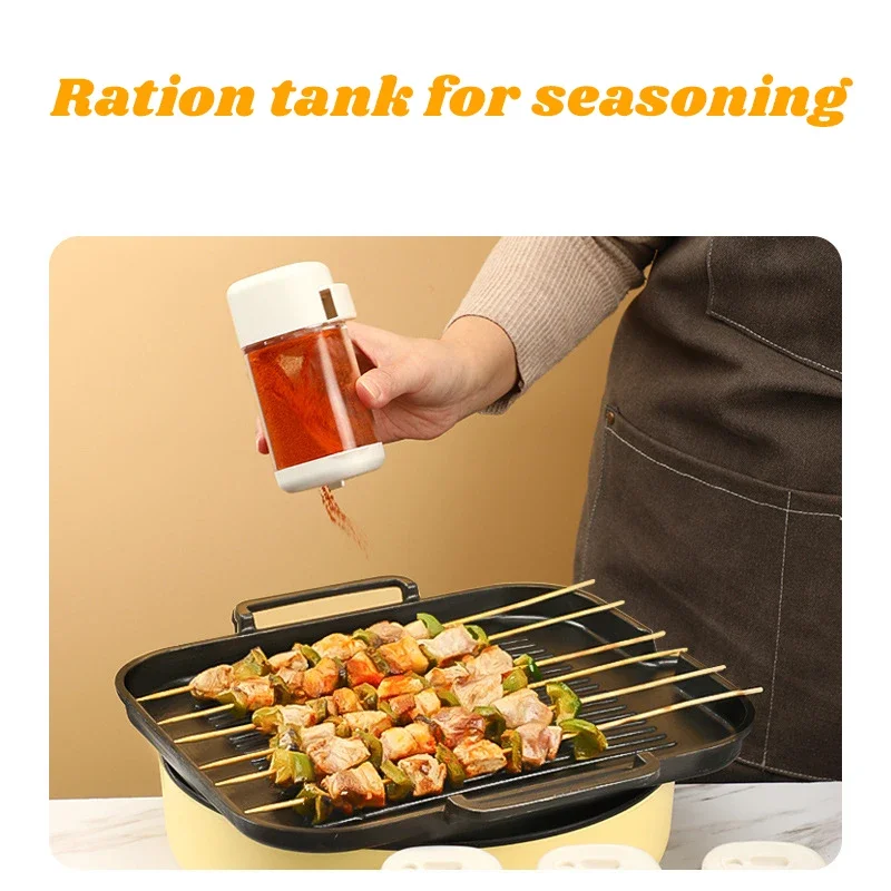 Seasoning Jar Salt Shaker Salt Pepper Shakers 2g Metering Salt Shaker Push Type Salt Dispenser Tank Sugar Bottle Shaker Canister Quantitative Spice Seasoning Box