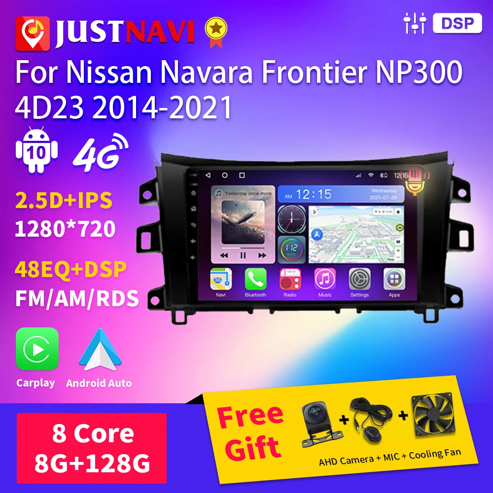 

JUSTNAVI Carplay Android For Nissan Navara Frontier NP300 4D23 2014-2021 Car GPS Radio 4G WIFI DSP Navigation Multimedia Player