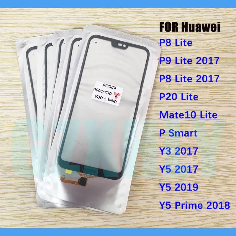 

10Pcs/lot Front Touch Glass Digitizer + OCA For Huawei P8 P20 Mate 10 Lite Y3 Y5 2017 P Smart Y5 Prime 2018 Touch Screen Panel