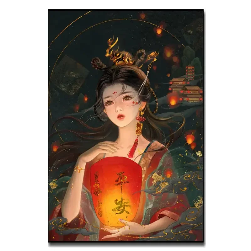 

80694-WJ- Diy landscape figures and animals hand-painted digital oil painting set