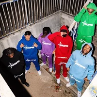 Y2K Men's Clothing Letters Graphic Printed 2 Pieces Sets Tracksuit Men Hooded Sweatshirt+Casual Pants Sportwear Suit 2024 New 2