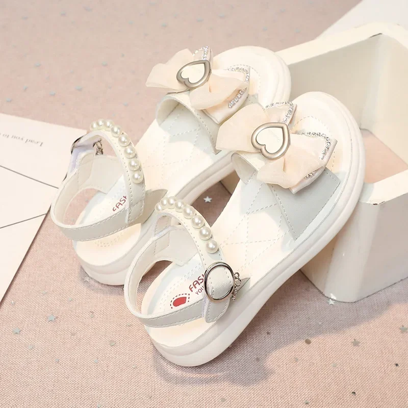 Girls Soft Sole Beach Sandals with Bows for Summer