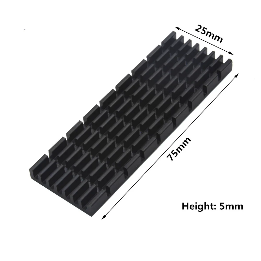 75 x 25 x 5 mm, 10 Stück, Aluminium-Kühlkörper, Kühlkörper für elektronische IC-Chips, RAM-LED-Wärmeableitung mit Thermoband – Detail 1