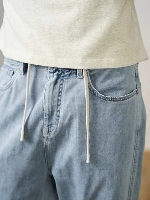 Quick dry lightweight jeans with strings