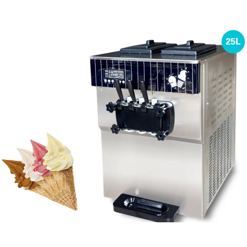 

Soft Ice Cream Maker 2+1 Flavors Commercial Stainless Steel Sundae Summer 220V/110V Automatic Freeze Equipments Cone Machine