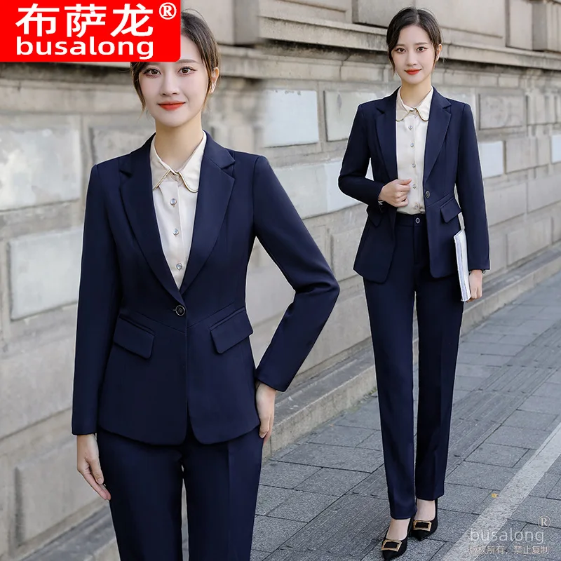 

2023 Spring and Autumn Women's Long Sleeve Business Wear Suit Blazer Business Formal Wear Work Clothes Temperament Women's Cloth