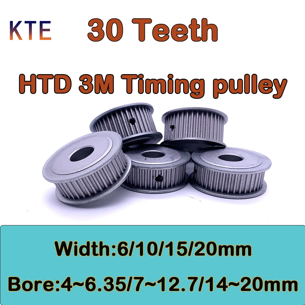 30 Teeth HTD 3M Timing Pulley Bore 4 5 6 6.35 7 8 10 11 12 12.7 14 15 16 17 18 19 20mm 3M Timing Pulley Belt Width 6 10 15 20mm
