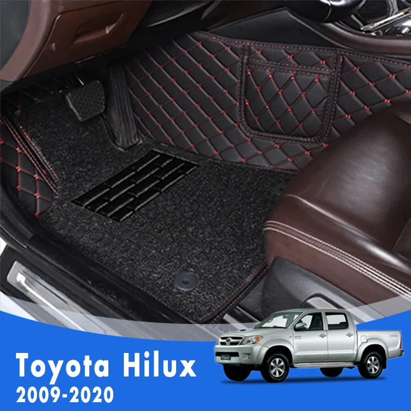 

LHD двухслойные коврики с проволочной петлей, автомобильные коврики для Toyota Hilux 2020 2019 2018 2017 2016 2015 2014 2013 2012 2011 2010 2009