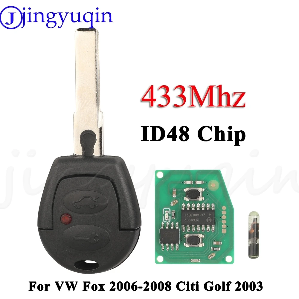 2Buttons Remote Keyless Entry Car Key 433Mhz ID48 Chip For VW Fox 2006-2008 Citi Golf 2003 4Z0959753C Aoto Fob Control