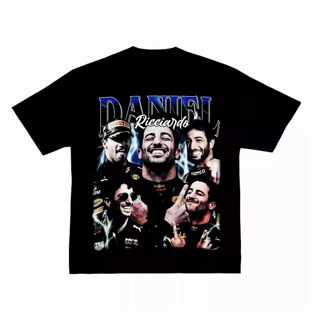 Daniel Ricciardo 티셔츠 남성 여성 코튼 티 레이싱 드라이버 반팔 브랜드 티셔츠 American Retro Summer Tops 남성 의류