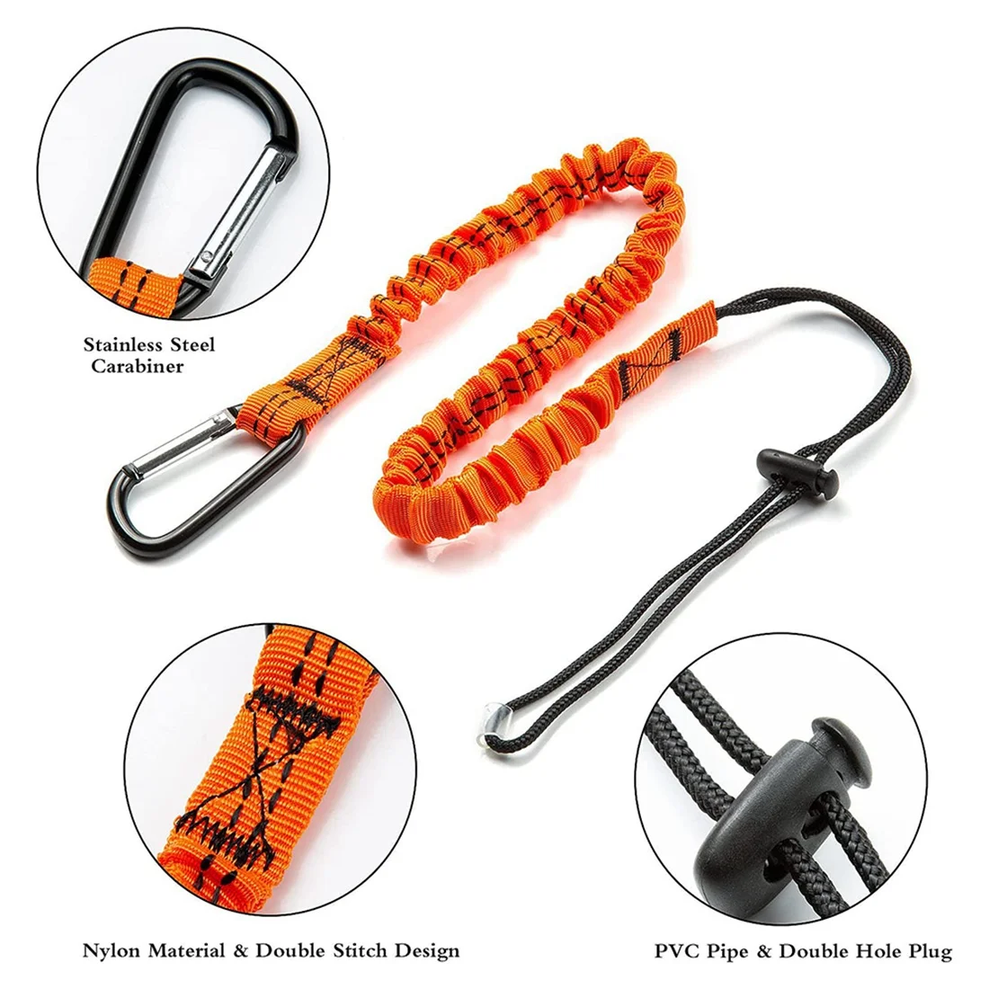Tool Lanyard,3 Pcs Safety Lanyard with Carabiner,Shock Absorbing Safety Lanyard Adjustable for Work Tools