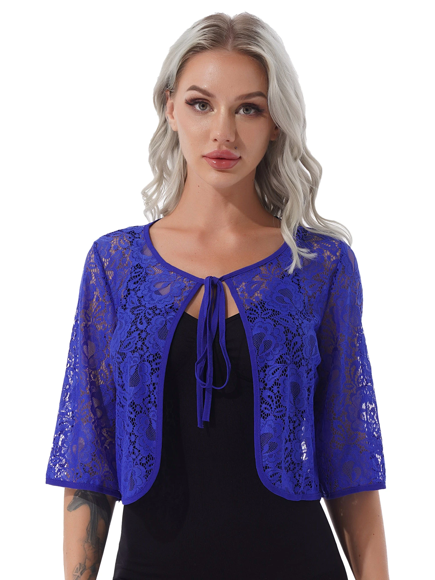 Chaqueta de encaje para Bolero de manga 3/4, Bolero de encaje para vestido de de boda, abrigo corto Vintage fino blanco Plus 2021| chaquetas básicas| - AliExpress