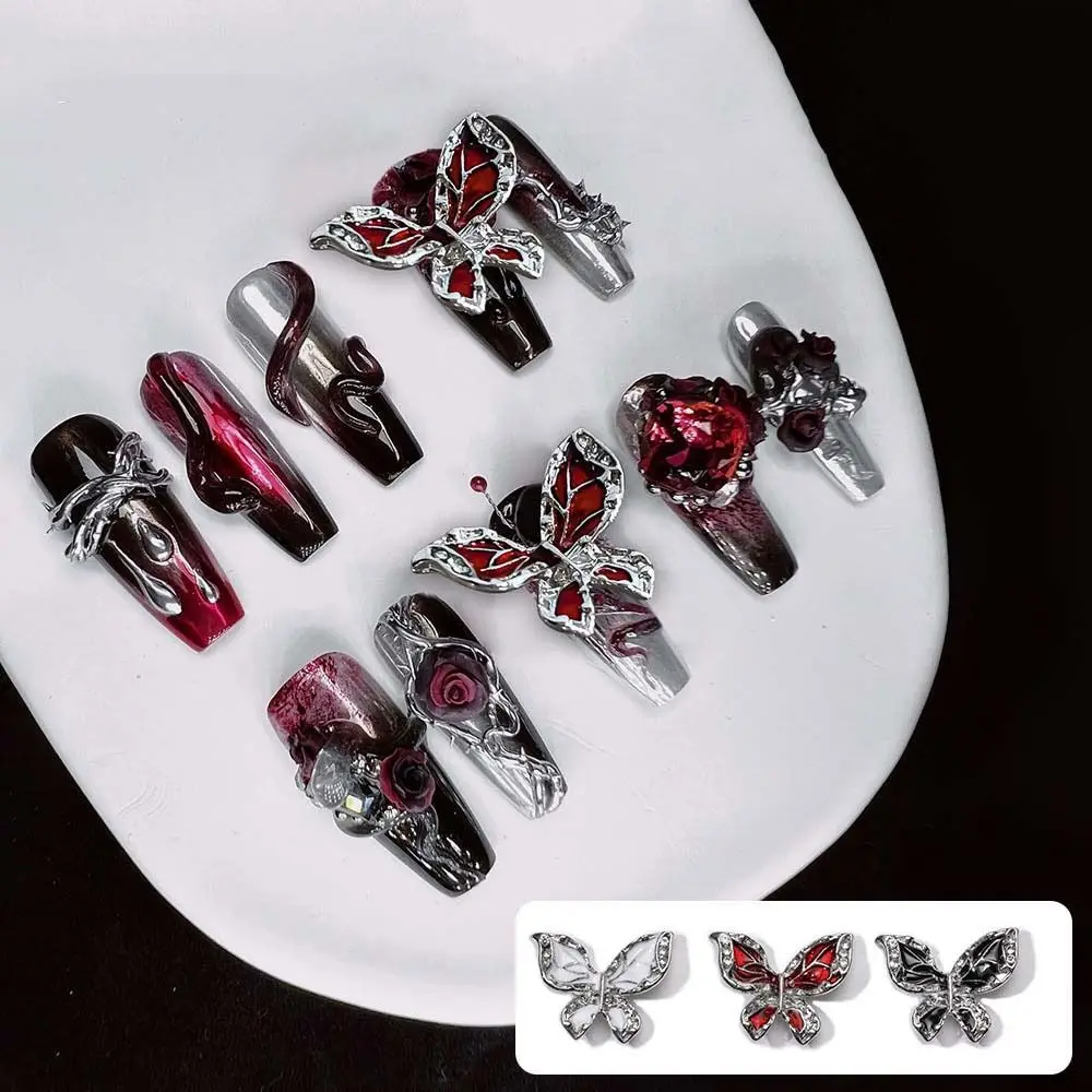 

2Pcs/set Gothic Butterfly Nail Charms Retro Metal Nail Parts Butterflies Wings Nail Art Decorations DIY Manicure Nail Supplies