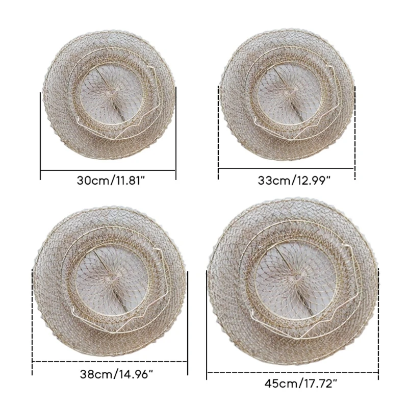 Steel Wire Fish Baskets Collapsible Fish Crawfish Basket Cage Portable Fshing Net Fishing Accessories Easy to Use