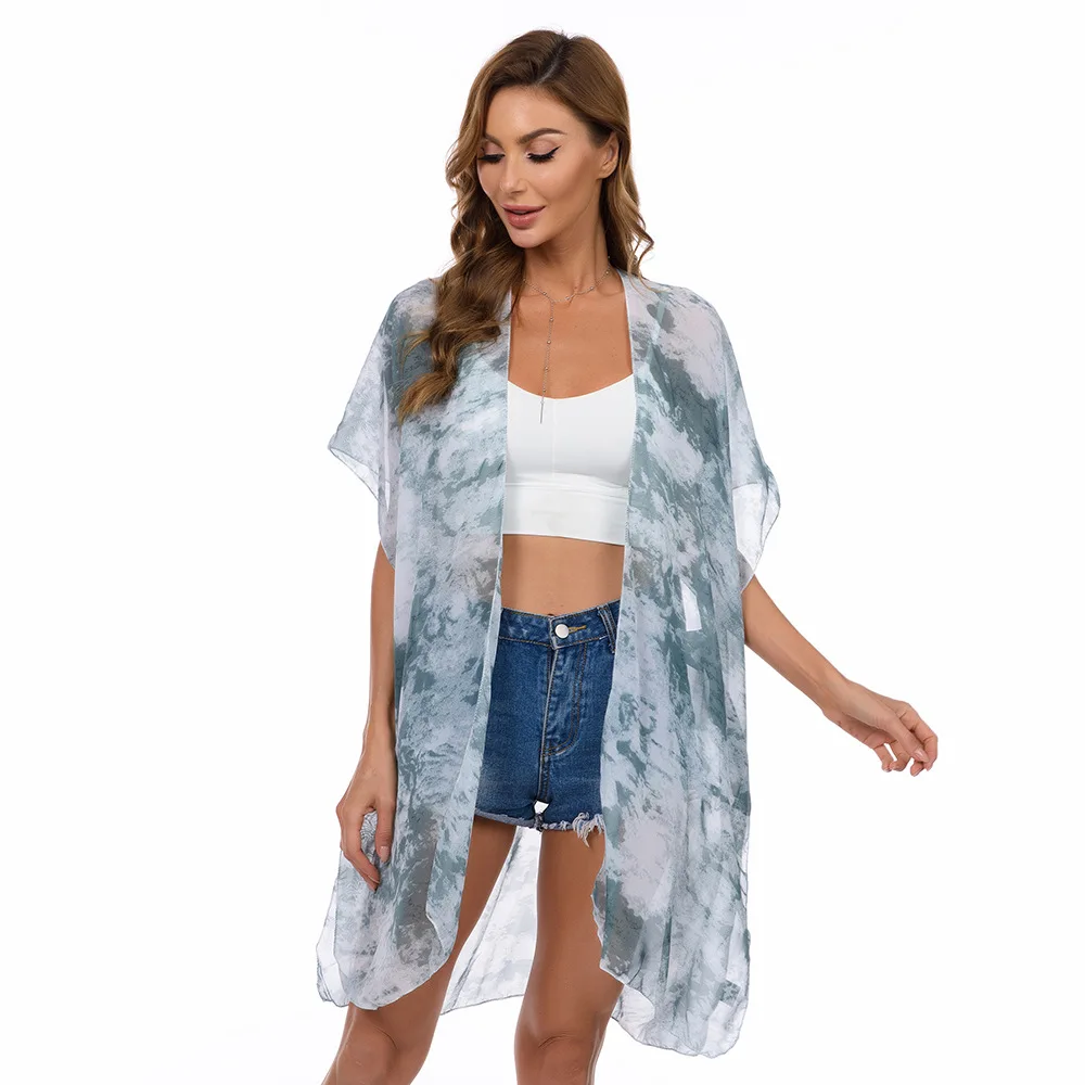 

Beach Clothes Summer Chiffon Sunscreen Shawl Cardigan Bikini Blouse Seaside Holiday Leisure Fashion Beach Clothes Spring Summer