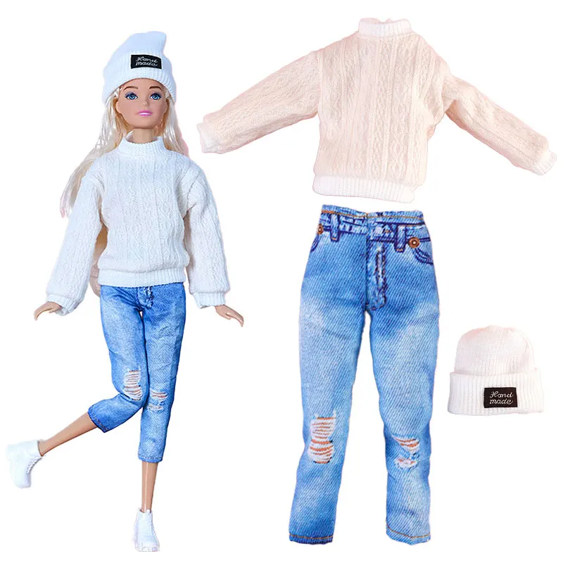 Fashion Doll Clothes Set: Coat, Jacket, Dress, Shirt, Sweater, Skirt & Accessories