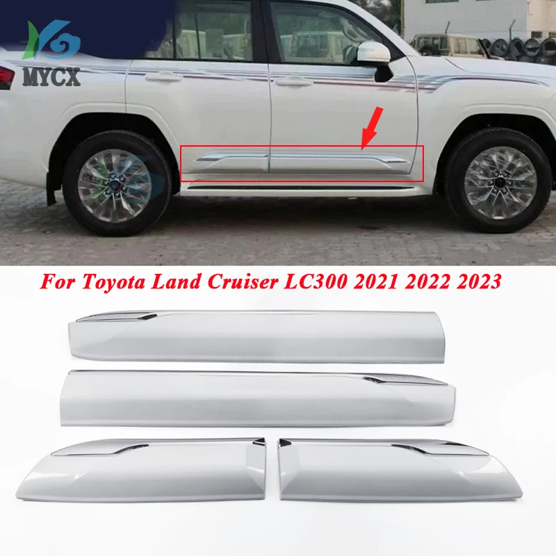 For TOYOTA Land Cruiser LC300 2021 2022 2023 Car Body Side Door Moulding Cover Trim Pearl White