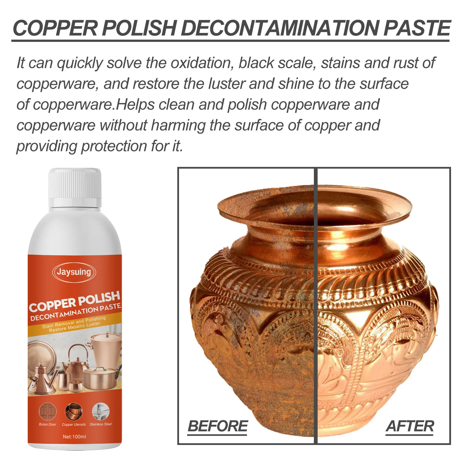 100g Metal Polish Paste Copper Polishing Cream Rust Tarnish