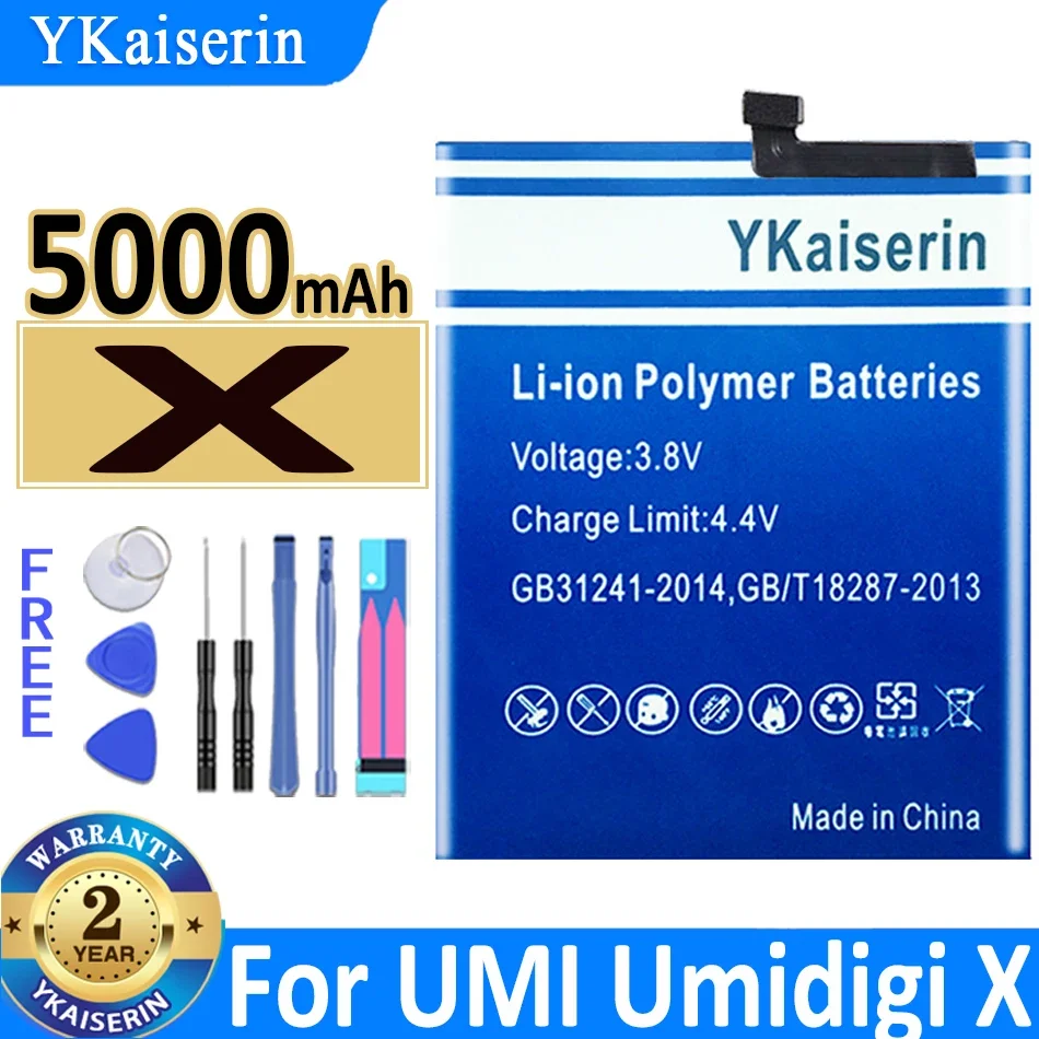 

5000mAh YKaiserin Battery for UMI Umidigi X Parts Phone Accessory Accumulators With Tools Bateria