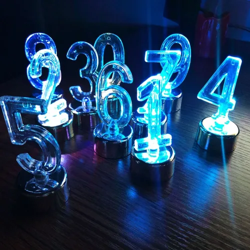 맞춤형 전자 촛불 멀티 컬러 깜박이 숫자 LED 티 라이트, DIY 카운트다운 야간 램프, 결혼식 생일 파티, 1PC 6