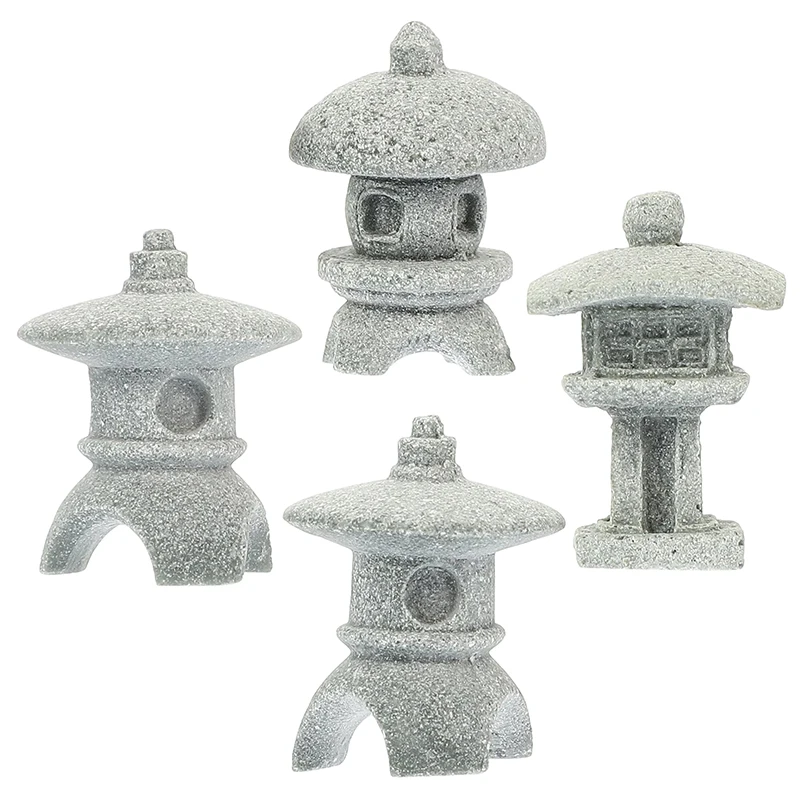 

Retro Gazebo Chinese Lanterns Mini Pagoda Model Decoration Stone Miniature Statue Sandstone Home Accessories