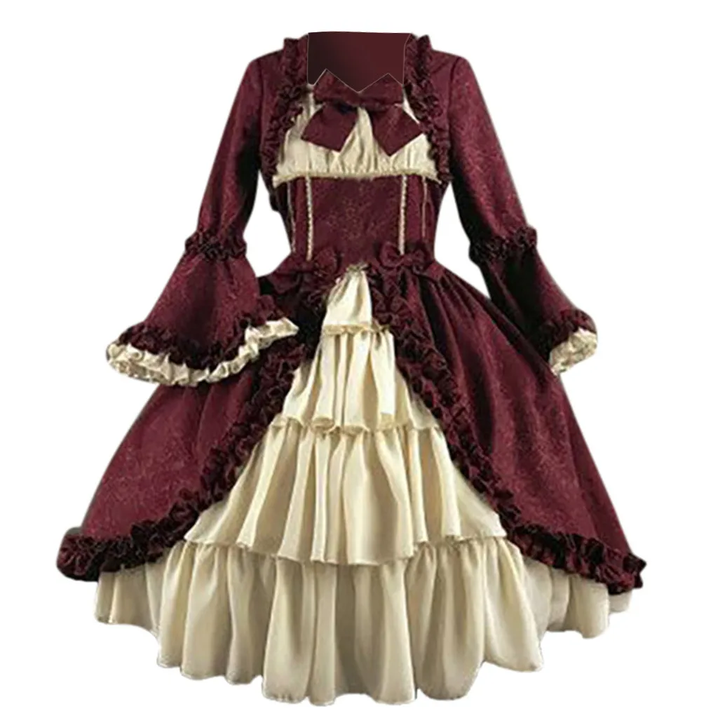 Women Vintage Palace Lolita Dress Sweet Princess Square Collar Lace Bowknot High Waist Long Victorian Gothic Dress Girl lolita dress lolita suspender dress lolita cosplay costumes