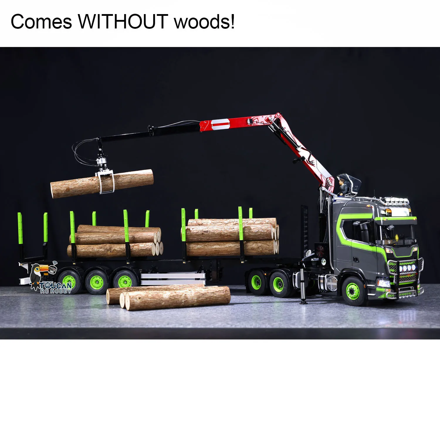 New Toucan DIY 6X6 Metal Chassis 1/14 770S RC Tractor Truck Hydraulic Crane Logging Trailer Painted Finished Car Machine Vehicle 4