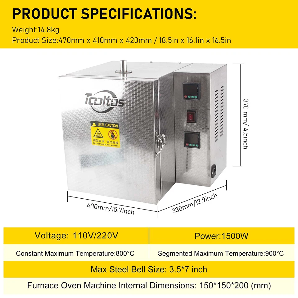 800 Constant 1200 Sectional Temperature Control Burnout Oven Mold Digital Display Wet Dry Plaster Furnace Permanent