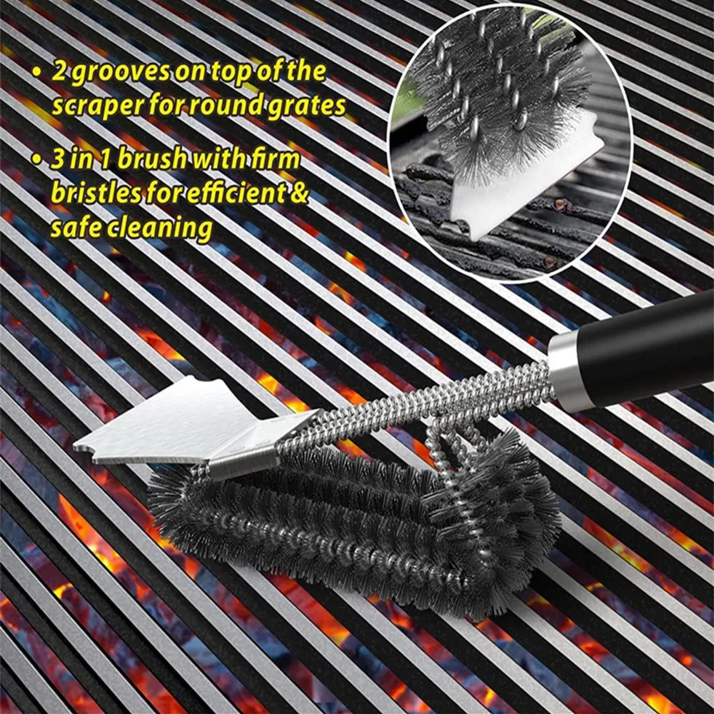 Barbecue Grill BBQ Brush Barbecue Cleaning Tools Grill Brush Cleaning Brushes Clean Tool Grill Accessories Stainless Steel Bristles Non-stick Cleaning Brushes Barbecue Accessories
