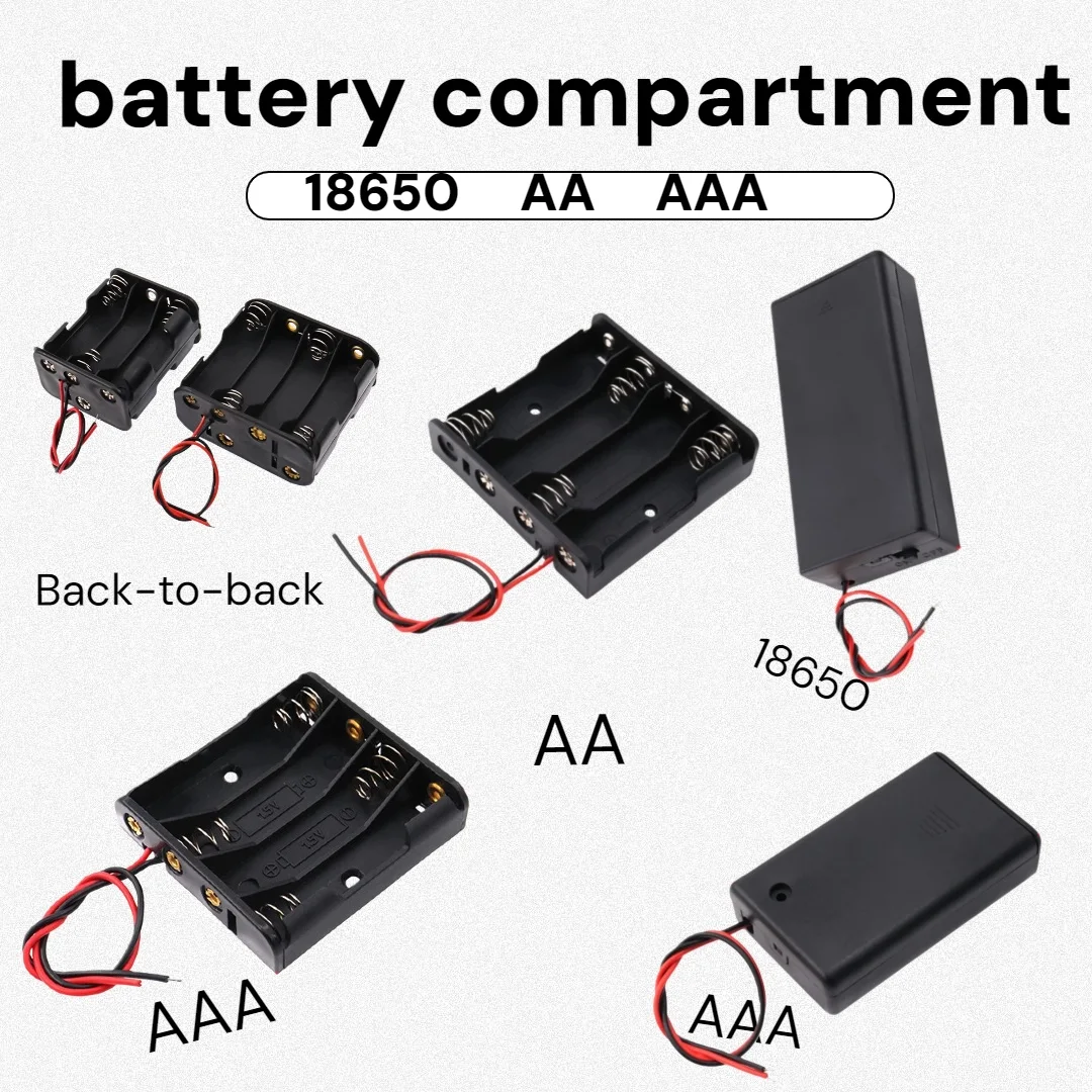 Dual AA/AAA Battery Holder with Switch and Cable - Multi-Slot Storage Case