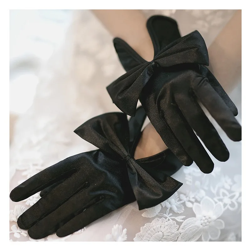 Wedding Pearl Gloves milk white Lace Short Satin Tulle Bridal Gloves Tea Party Opera Prom Cosplay Wedding Accessories Lace Gloves Wedding Dress Gloves Satin Finger Gloves
