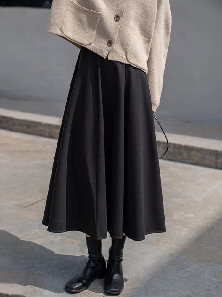 Elegant Long Skirts Autumn Winter | Midi Pleated Skirt