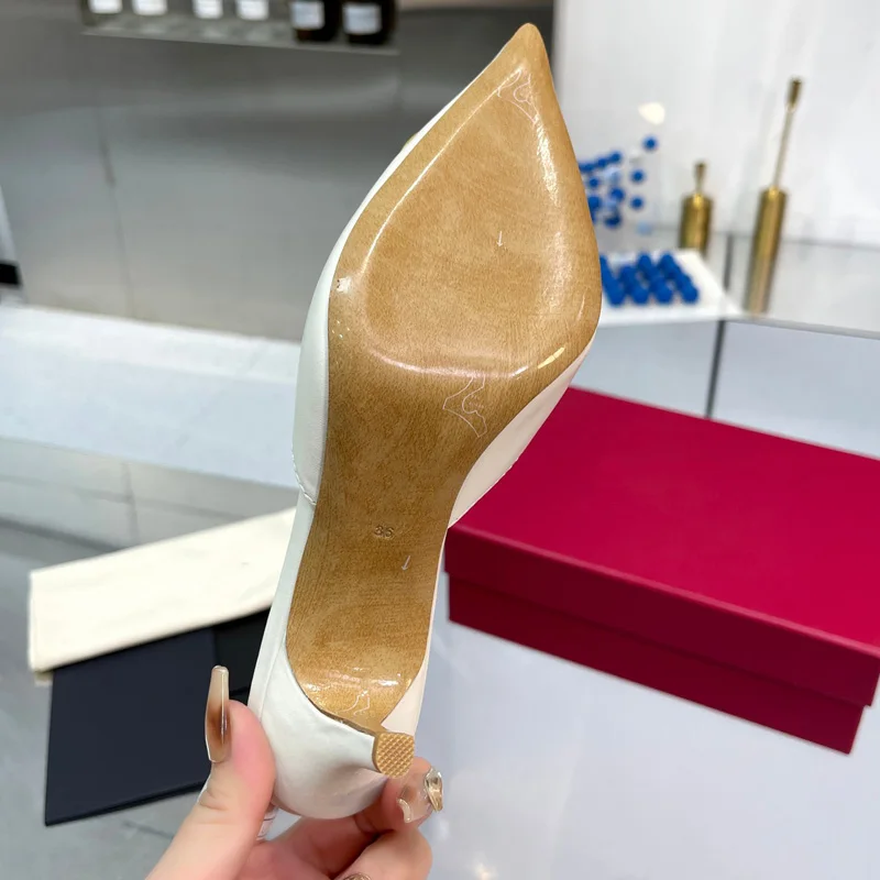 GPBD Designer High Heels Slipper For Woman Casual Fashion Metal Leather Matte Womens Sandal Real Leather Banquet Woman Shoes