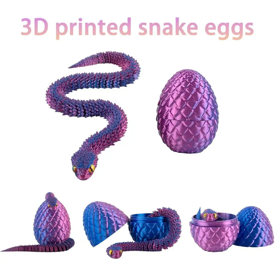3D Printed Cool Snake Dragon Egg Multi-joint Novel Easter Hot-selling Gift Decompress Children's Toys Desktop_voghion.com