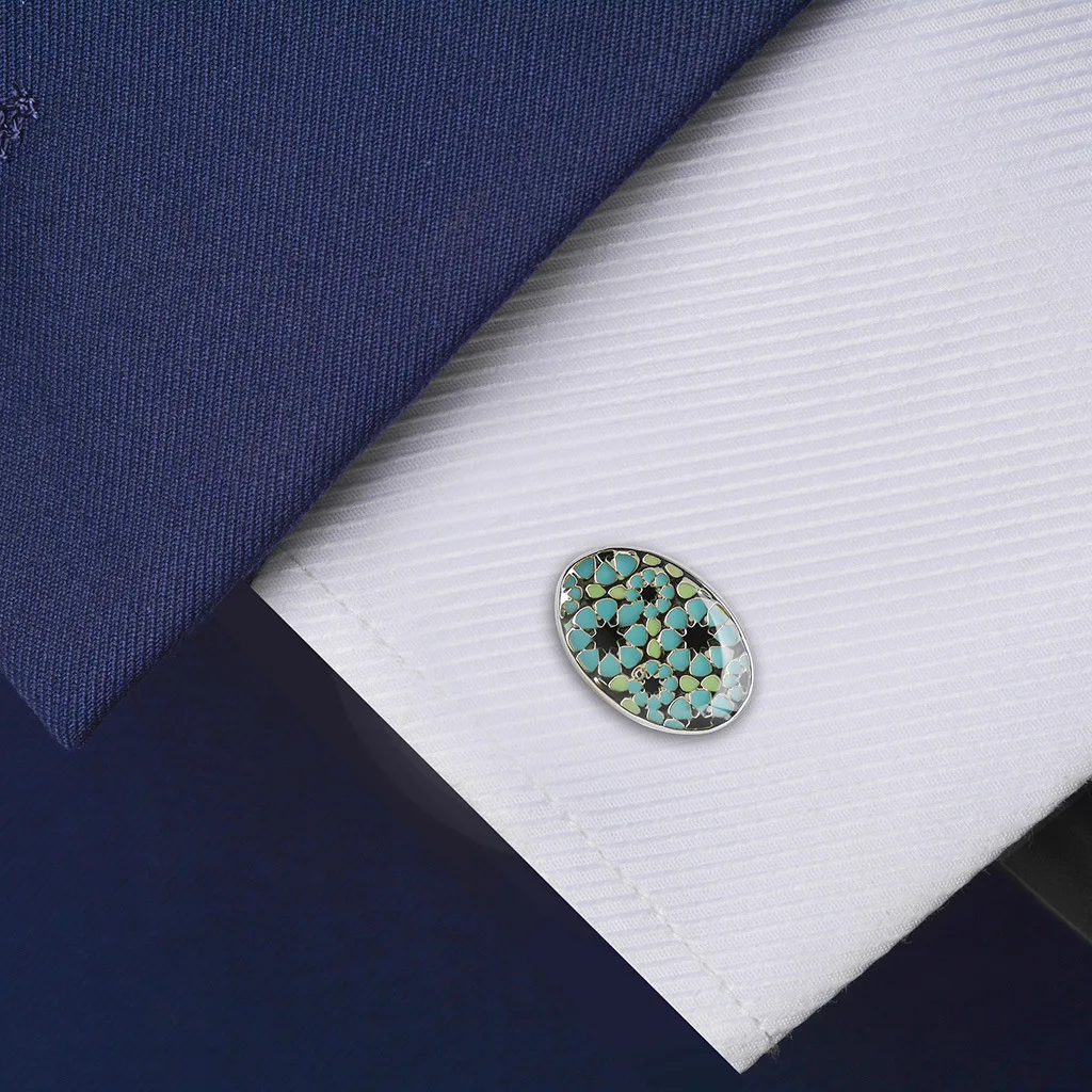 SAVOYSHI Oval Blue Cufflinks For Mens French Shirt Business Gift Jewelry Cuff Buttons High Quality Cuff Links