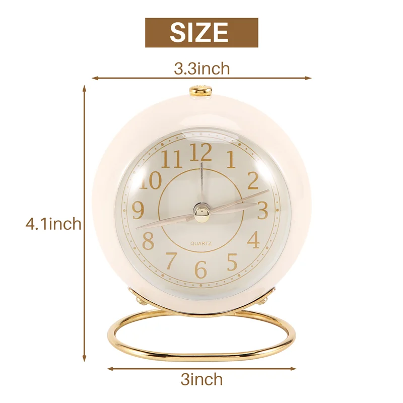 

Small Table Clocks, Classic Non-Ticking Quartz Tabletop Analog Alarm Clock Desk Clock with Backlight for Bedroom Decor