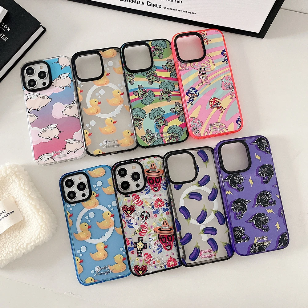 Budgy Bagger Little Yellow Duck Per Custodia Magnetica Magsafe Per Iphone 15 14 13 12 Pro Max Cover Posteriore