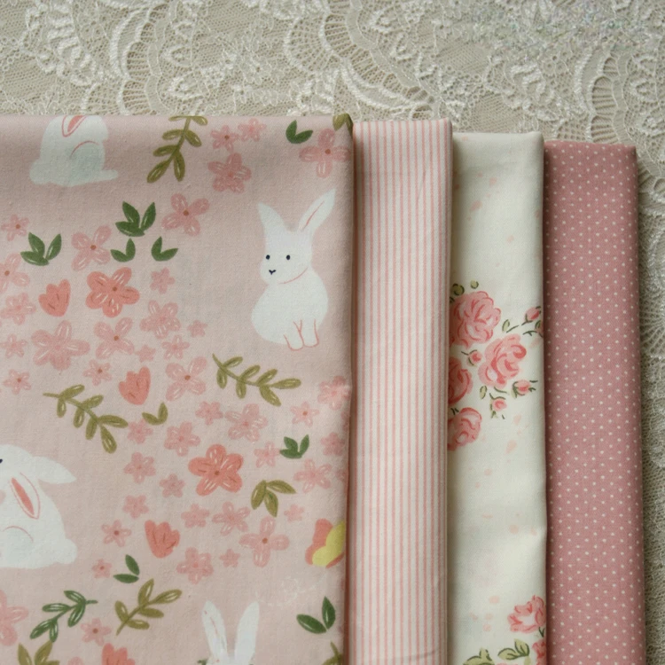 160x50cm DIY Pure Cotton Fabric with Peach Blossom Twill Pattern for Children's Clothing and Dress Cloth