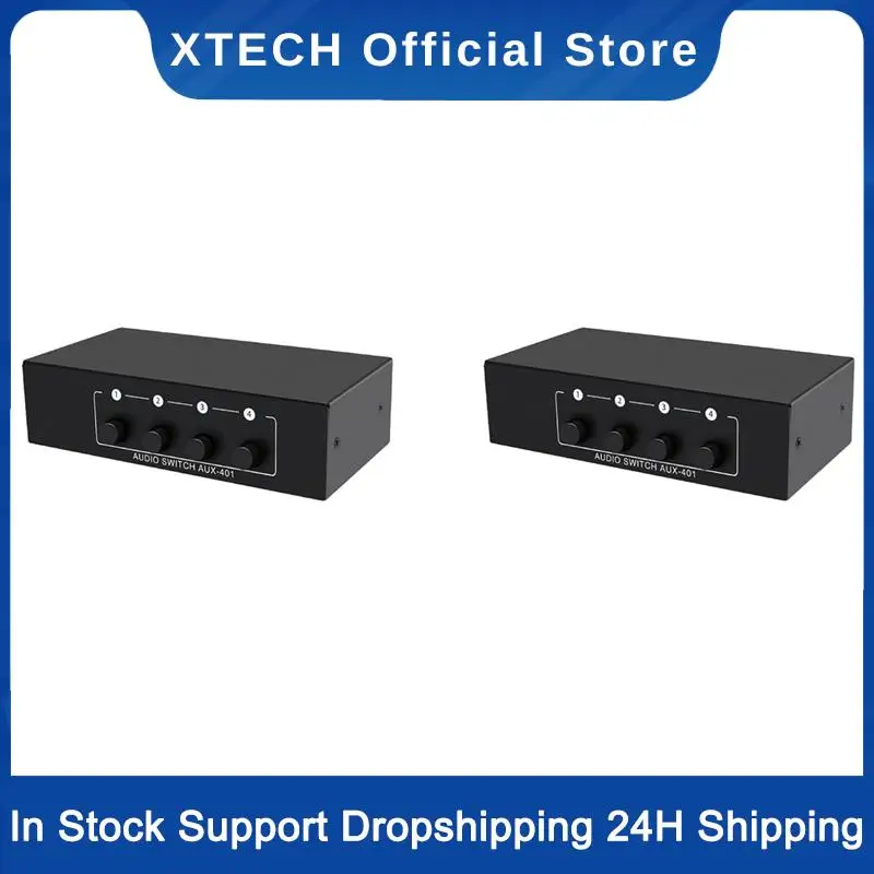 XTECH 2X RCA AUX Audio Switcher 4 In 1 Out Stereo Audio Selector 4X1 3.5Mm Aux L/R RCA Switch Box, B