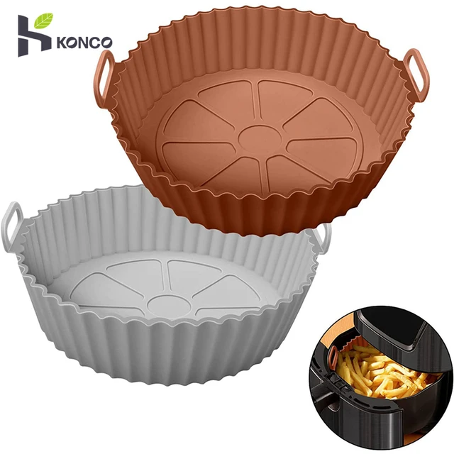 Comprar Bandeja de silicona reutilizable para freidora de aire, 2 uds., para  fácil limpieza, adecuada para parrilla redonda para Pizza, alfombrillas,  freidora de aire, accesorios para hornear