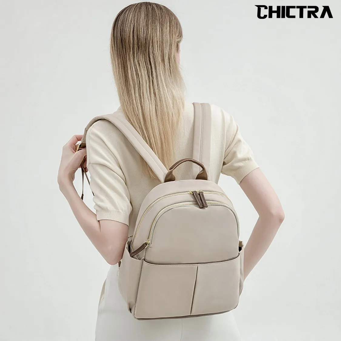CHICTRA Borse zaino alla moda per donna Borse per libri da ragazza leggere stile casual Semplicità Borsa da viaggio portatile in tinta unita - immagine 2