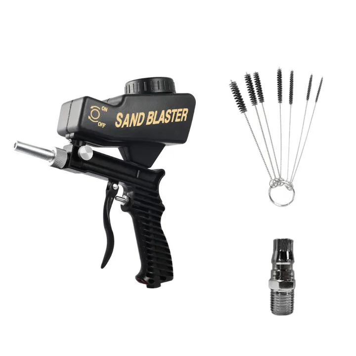 Adjustable Sandblasting Gun 90 Psi Portable Sand Blaster Paint Spray Machine Gravity Pneumatic Small Handheld Blasting Gun Set best dual action polisher Power Tools