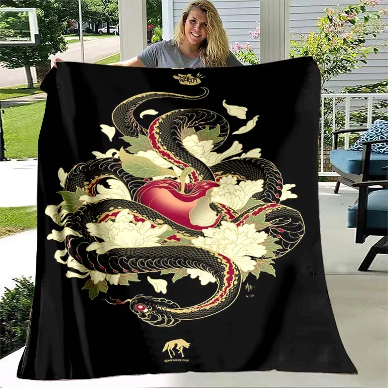 

Mysterious Snake Flowers Animal Blanket Lightweight Cozy Soft Super Warm Flannel Throw Blanket for Bed Sofa Couch Home Gifts